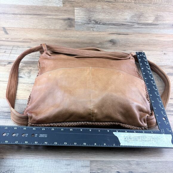 Hobo Crossbody Bag Brown Woven Leather Detachable Shoulder Strap Made In… - Picture 6 of 8